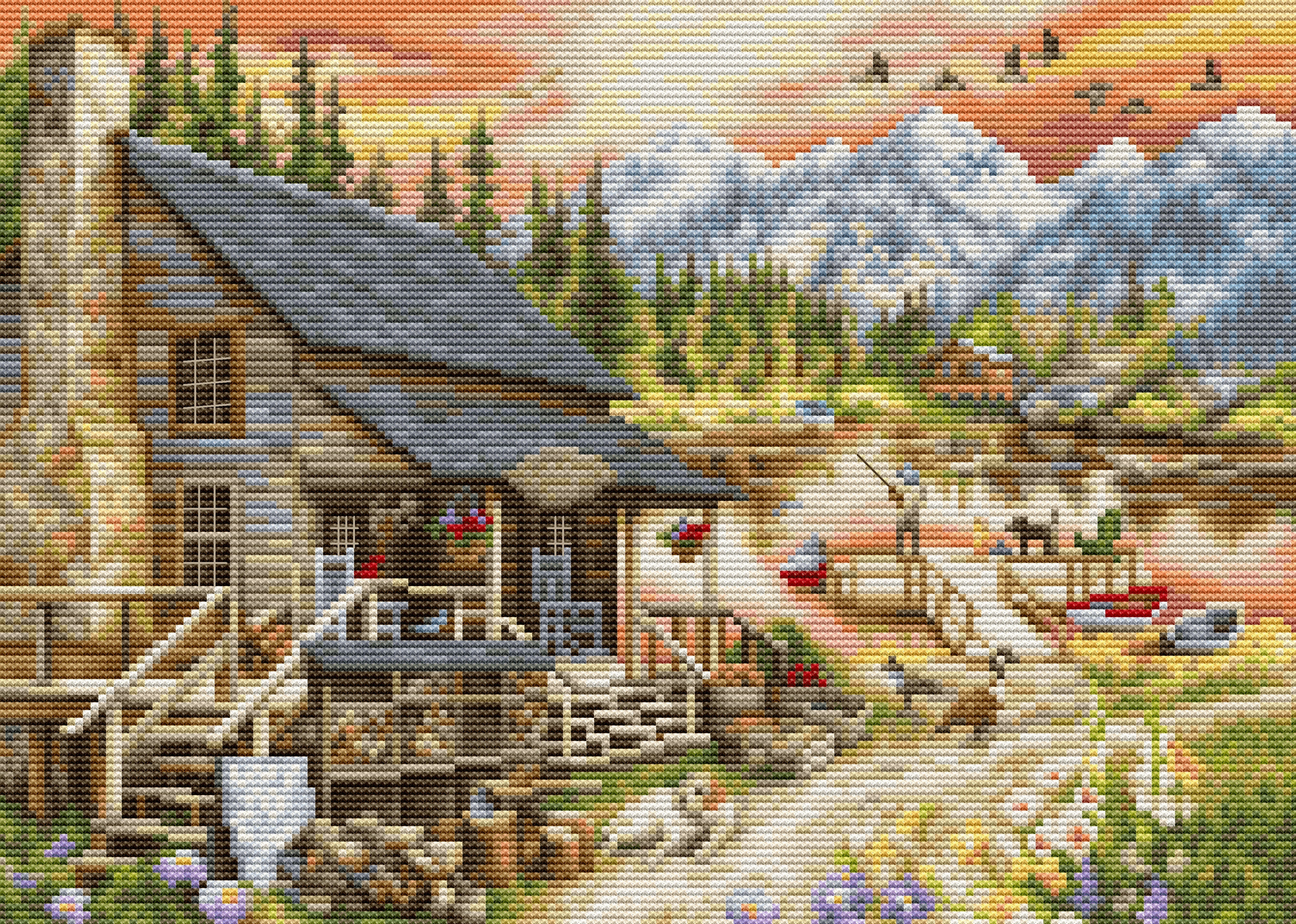 רקמה על בד גבינה - Log Cabin General Store