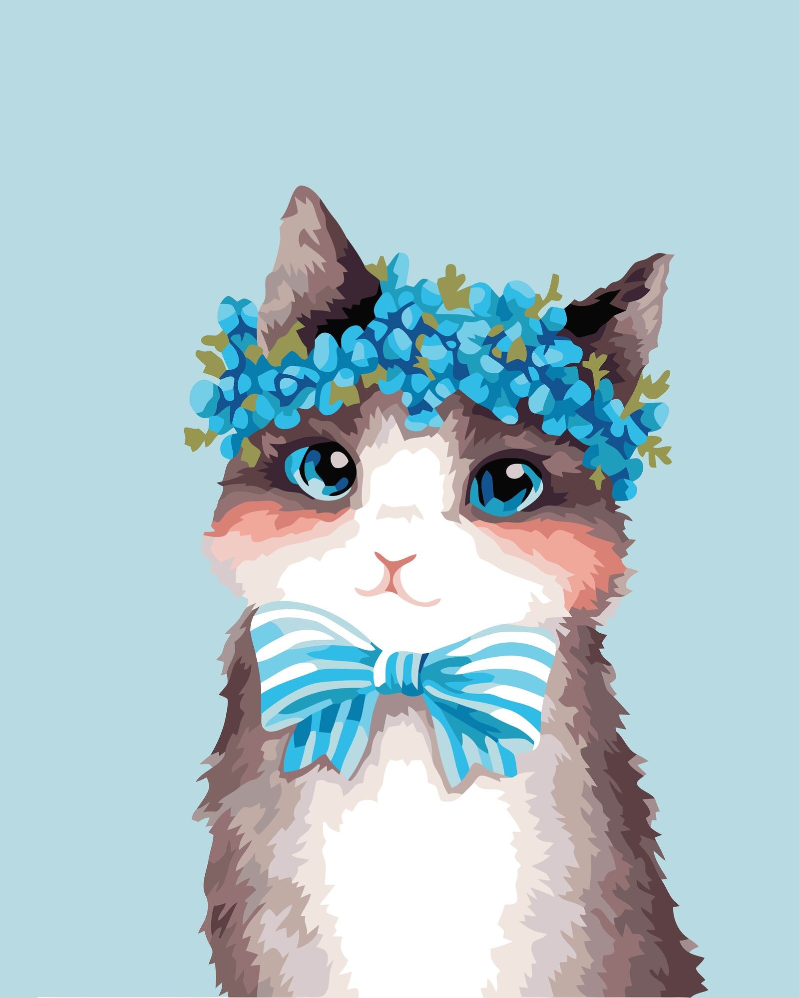 צביעה לפי מספרים - חתלתול כחול עיניים (ערכת פרימיום)