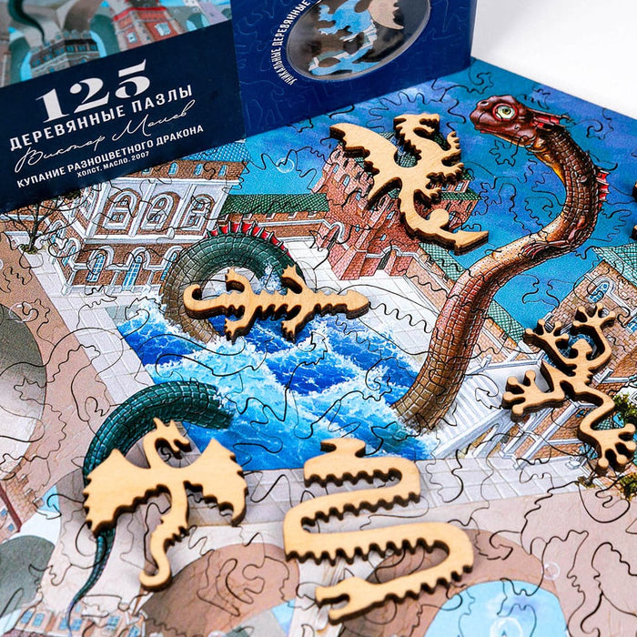 פאזל בצורות מיוחדות - Bathing of the versicolor dragon