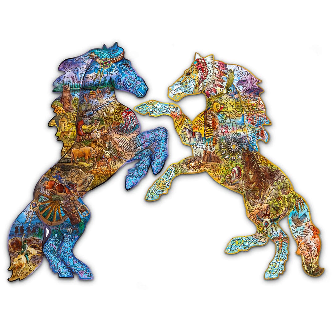 פאזל בצורות מיוחדות - The Mustangs. Wild West.