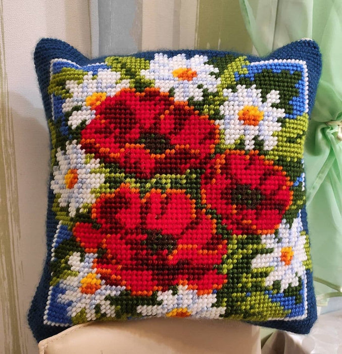 הכנת תמונת צמר או כרית - פרחים אדומים