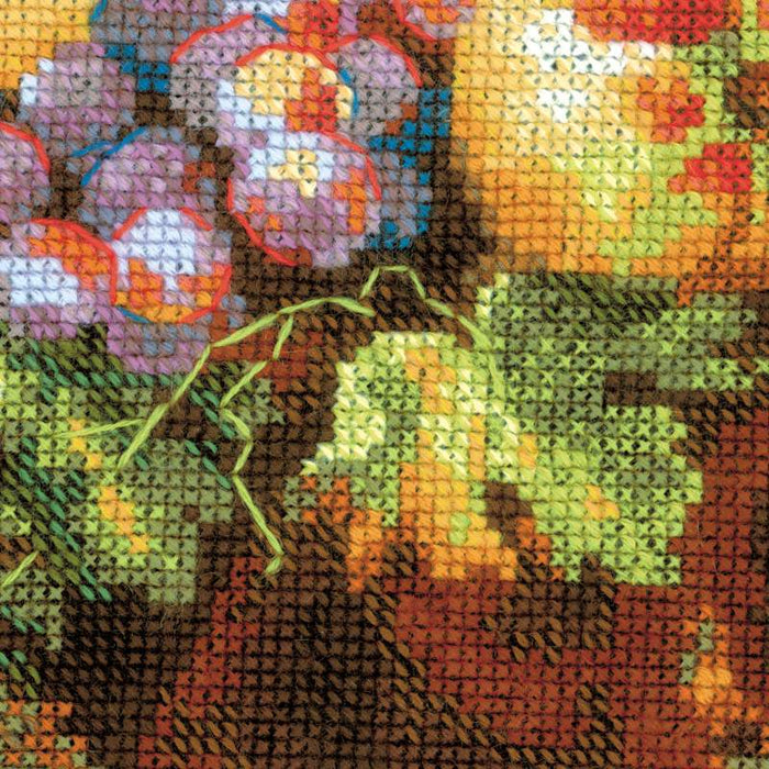 רקמה על בד גבינה - טבע דומם הולנדי