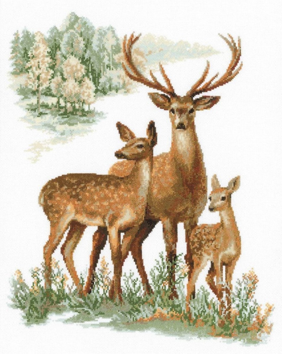 רקמה על בד גבינה - צבאים