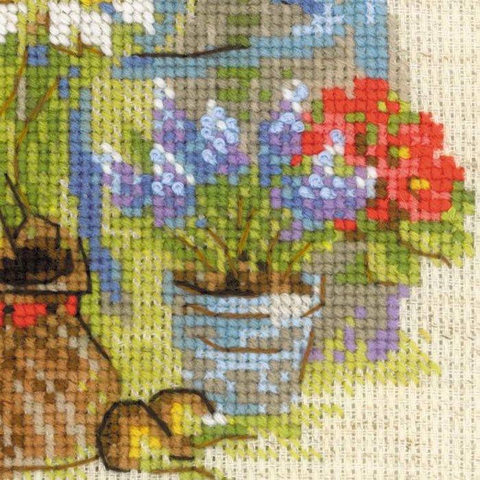 רקמה על בד גבינה - Cottage Garden. Spring
