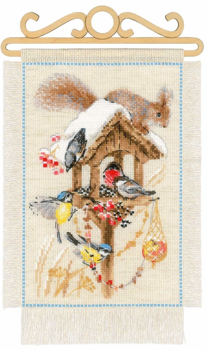 רקמה על בד גבינה - Cottage Garden. Winter
