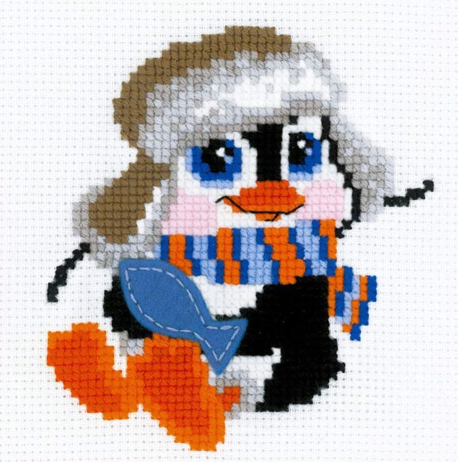 רקמה על בד גבינה - פינגווין