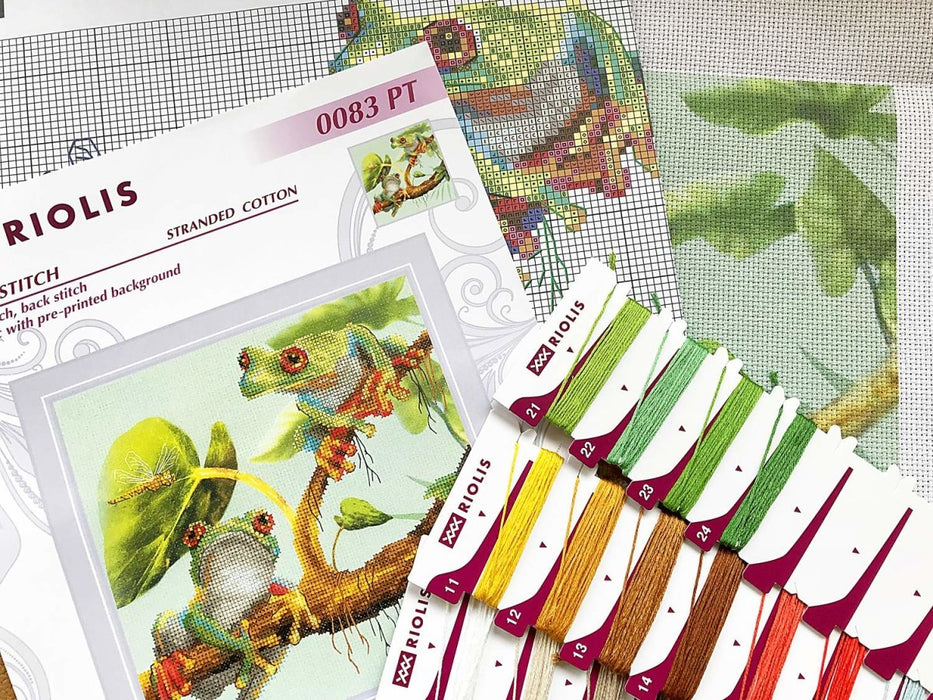 רקמה על בד גבינה - צפרדעים