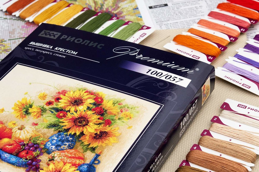 רקמה על בד גבינה - יום שמש (ערכת פרימיום)