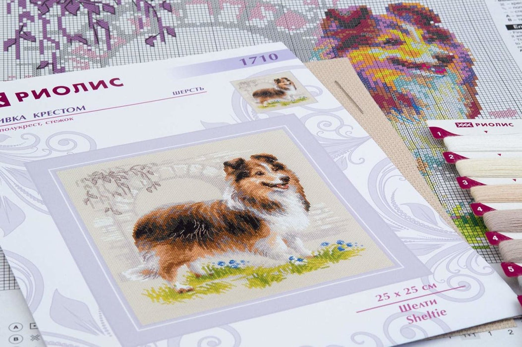 רקמה על בד גבינה - כלב רועים שלטי