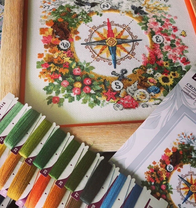 רקמה על בד גבינה - מצפן