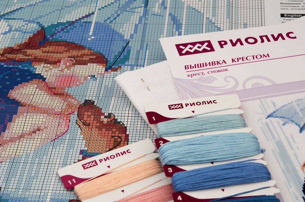 רקמה על בד גבינה - מתחת למטריה