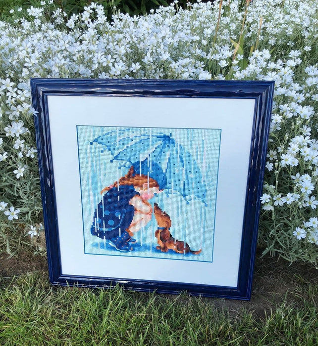 רקמה על בד גבינה - מתחת למטריה