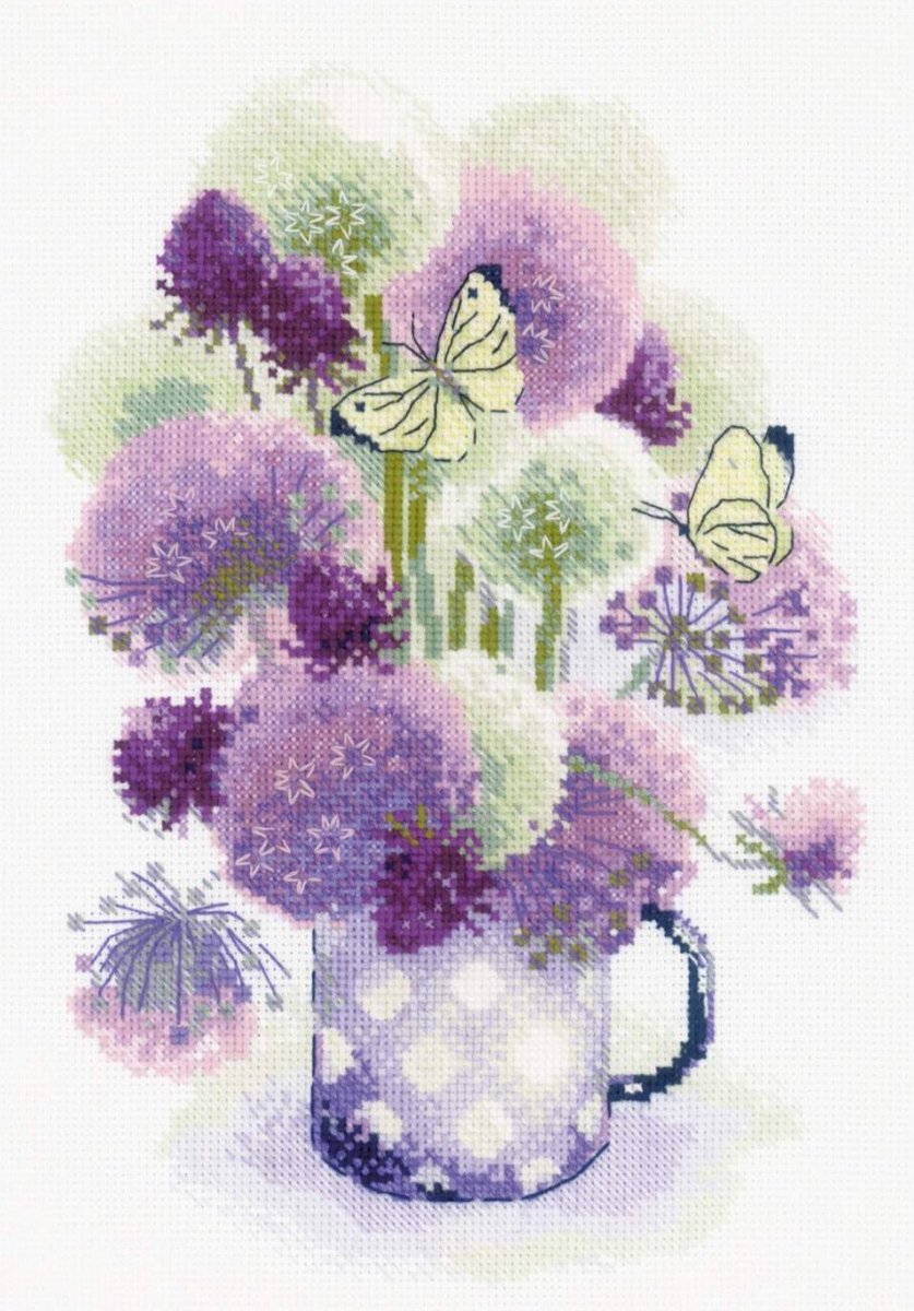 רקמה על בד גבינה - Purple Allium