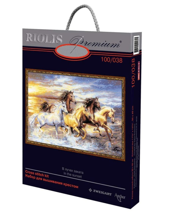 רקמה על בד גבינה - שקיעה (ערכת פרימיום)