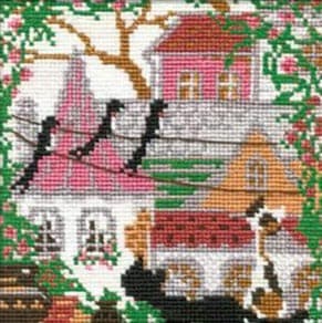 רקמה על בד גבינה - חתולי רחוב בקיץ