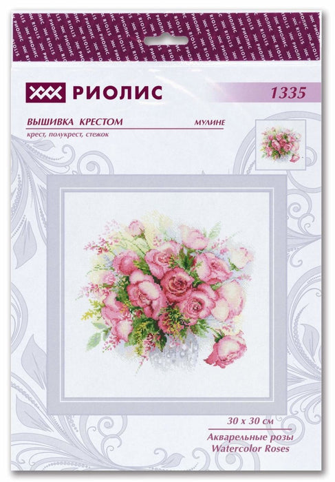 רקמה על בד גבינה - Watercolor Roses