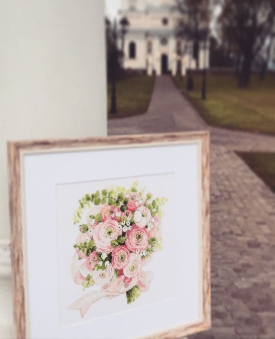 רקמה על בד גבינה - זר הכלה