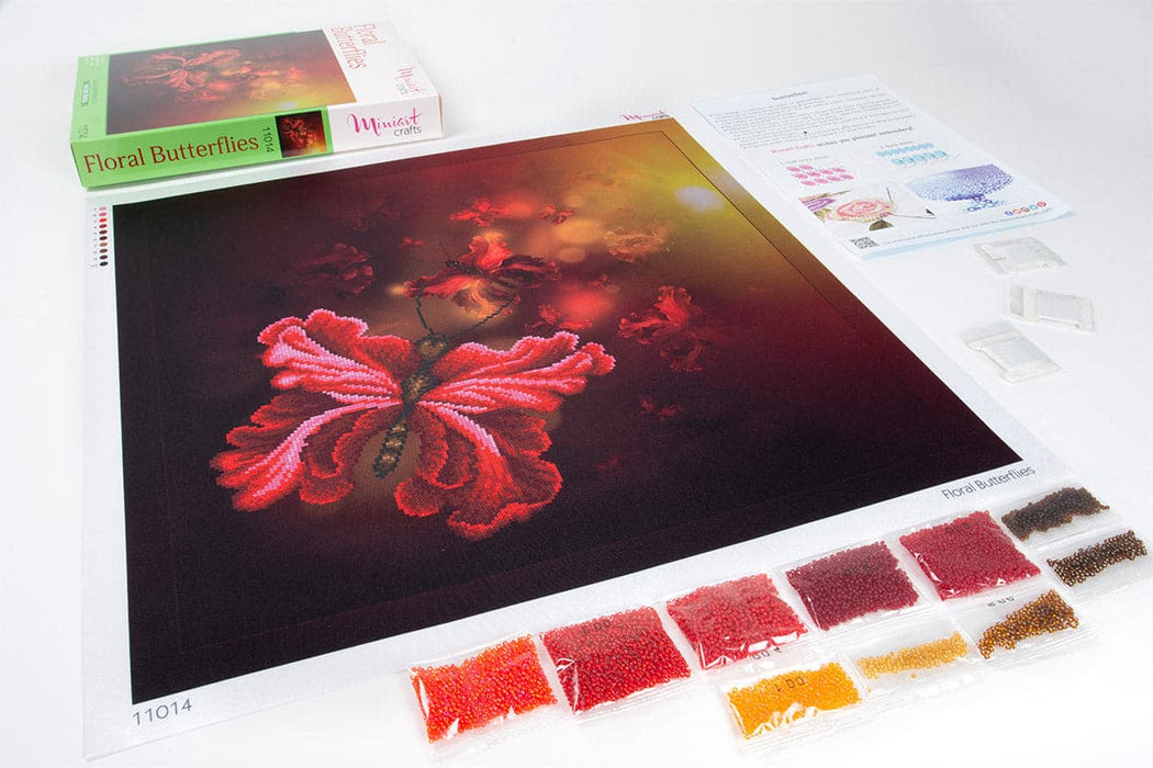 רקמת חרוזים - פרפרים פרחוניים