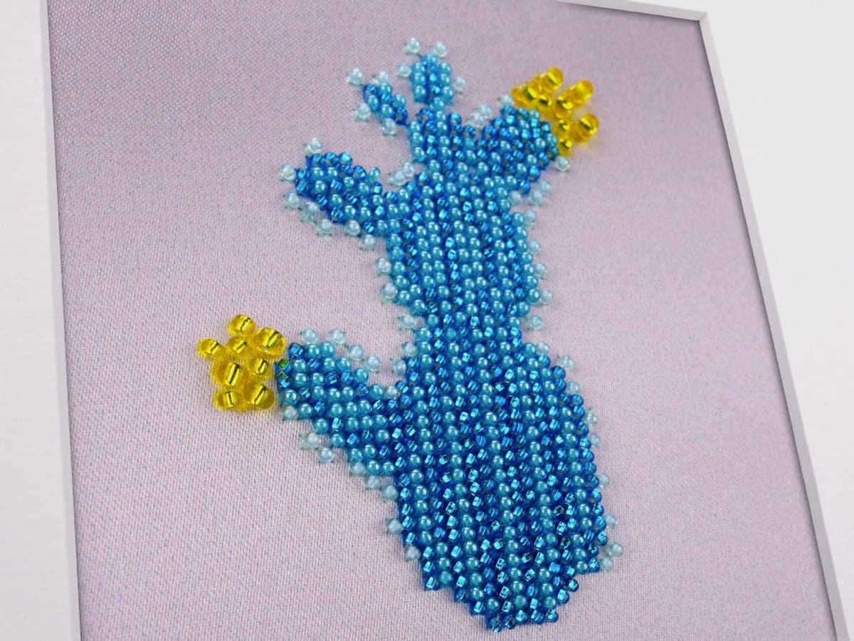 רקמת חרוזים קקטוס כחול