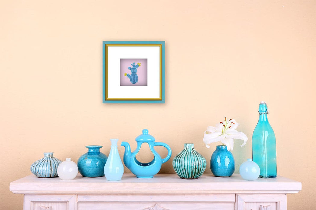 רקמת חרוזים קקטוס כחול