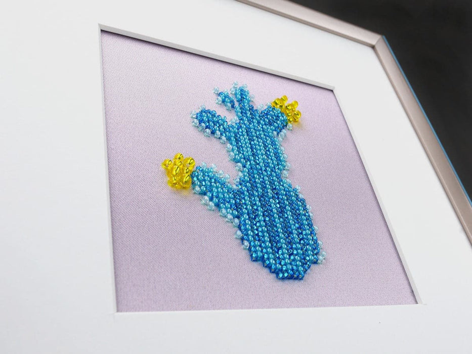 רקמת חרוזים קקטוס כחול