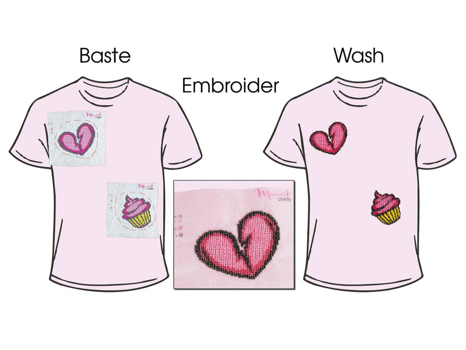 רקמת חרוזים על בגדים - קאפקייק ולב