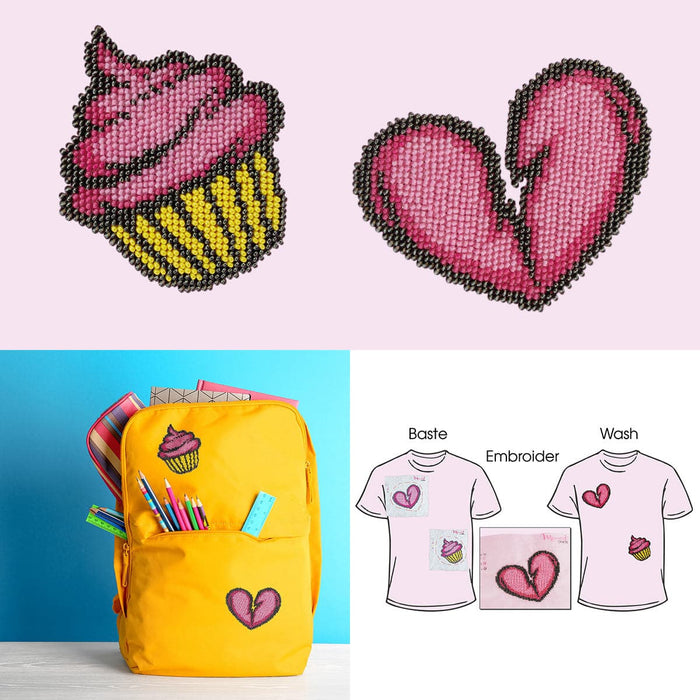 רקמת חרוזים על בגדים - קאפקייק ולב