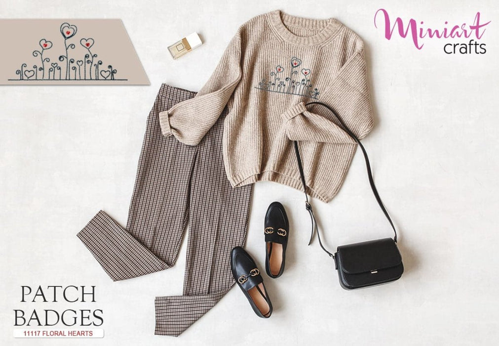 רקמת חרוזים על בגדים - לבבות פרחוניים