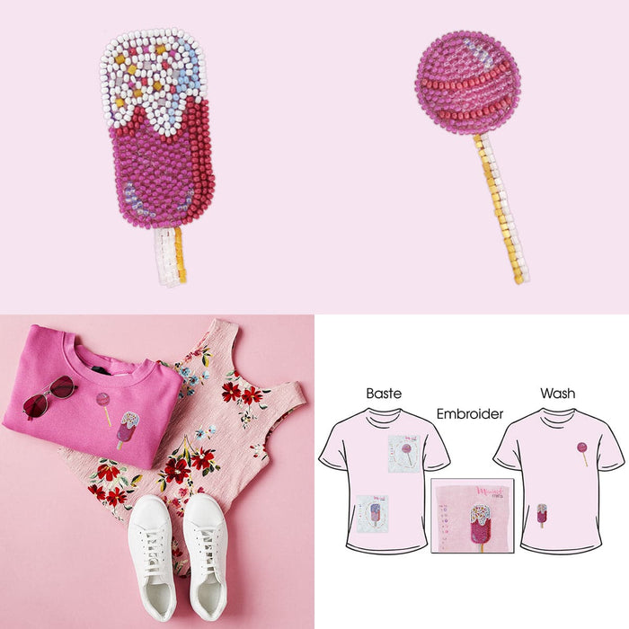 רקמת חרוזים על בגדים - לוליפופ וגלידה