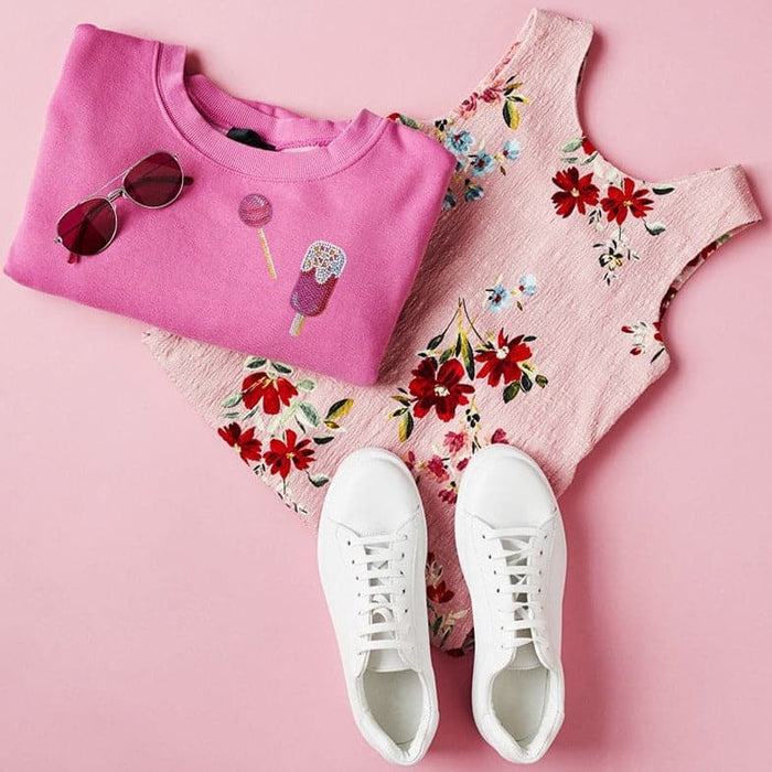 רקמת חרוזים על בגדים - לוליפופ וגלידה