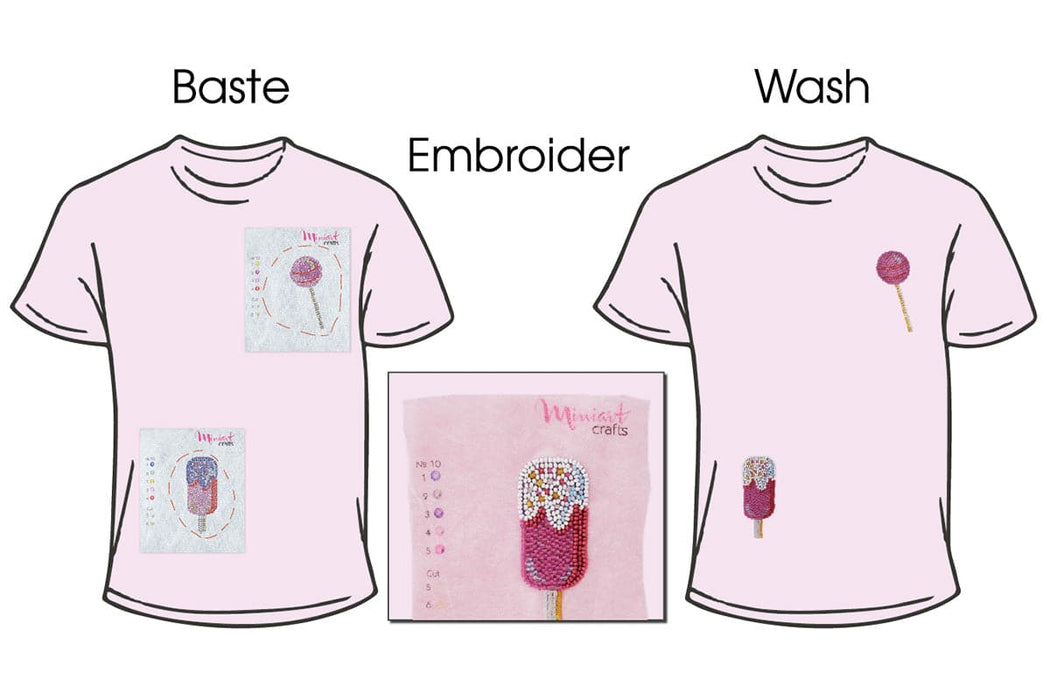 רקמת חרוזים על בגדים - לוליפופ וגלידה