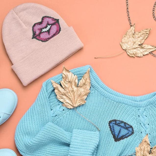 רקמת חרוזים על בגדים - שפתיים ויהלום