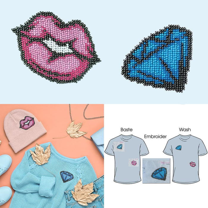 רקמת חרוזים על בגדים - שפתיים ויהלום