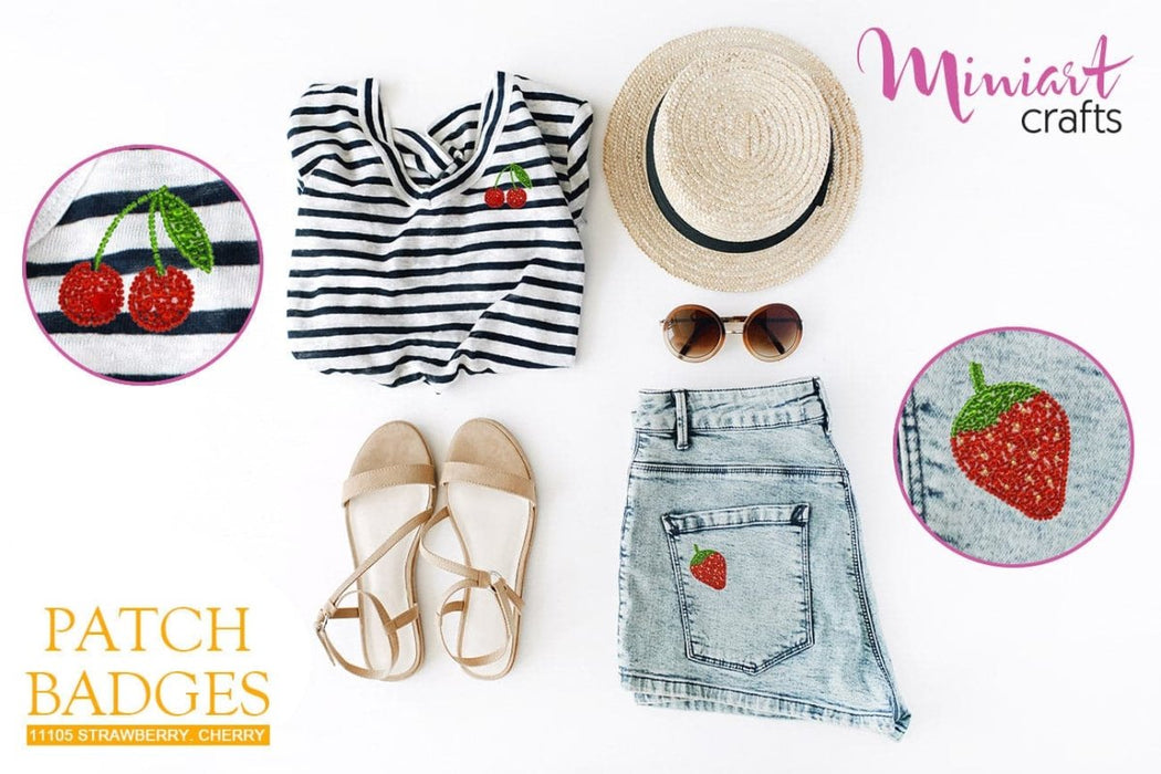 רקמת חרוזים על בגדים - תות ודובדבן