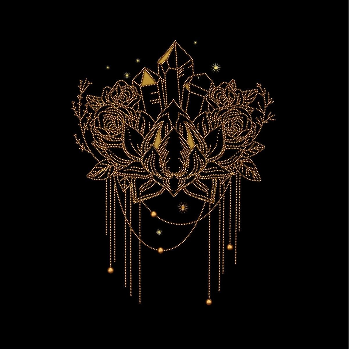 רקמת חרוזים - לוטוס זהוב