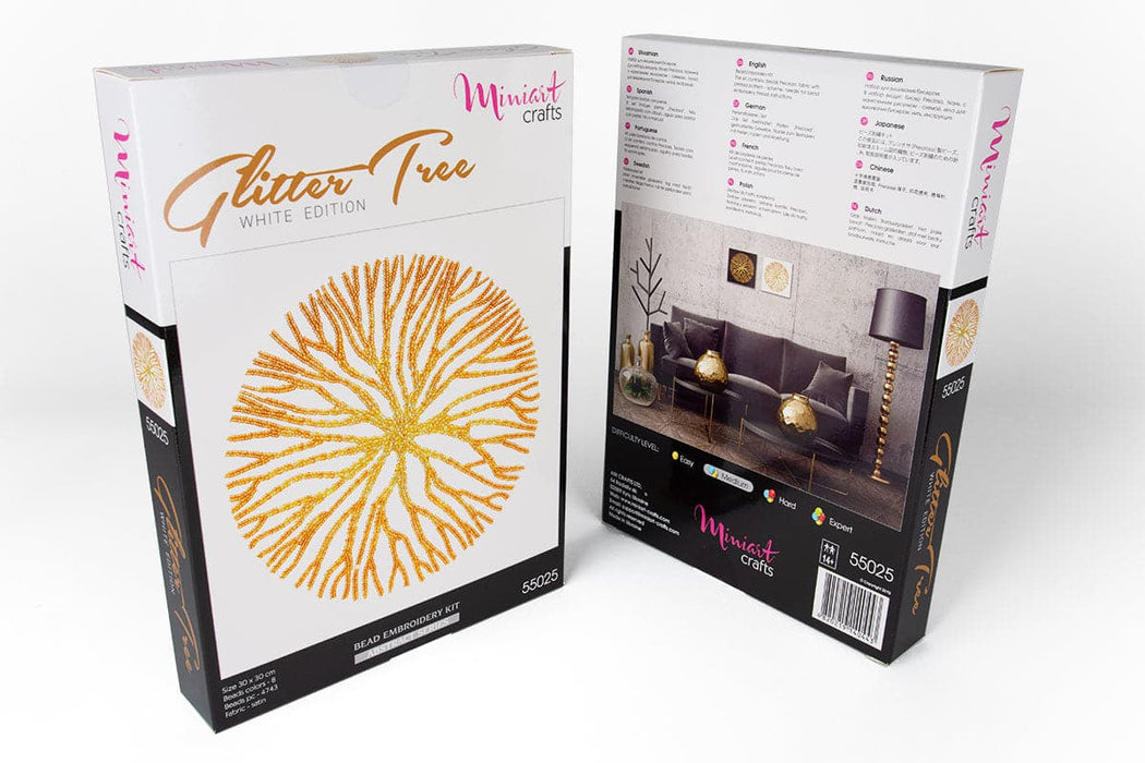 רקמת חרוזים - עץ נצנצים. רקע לבן