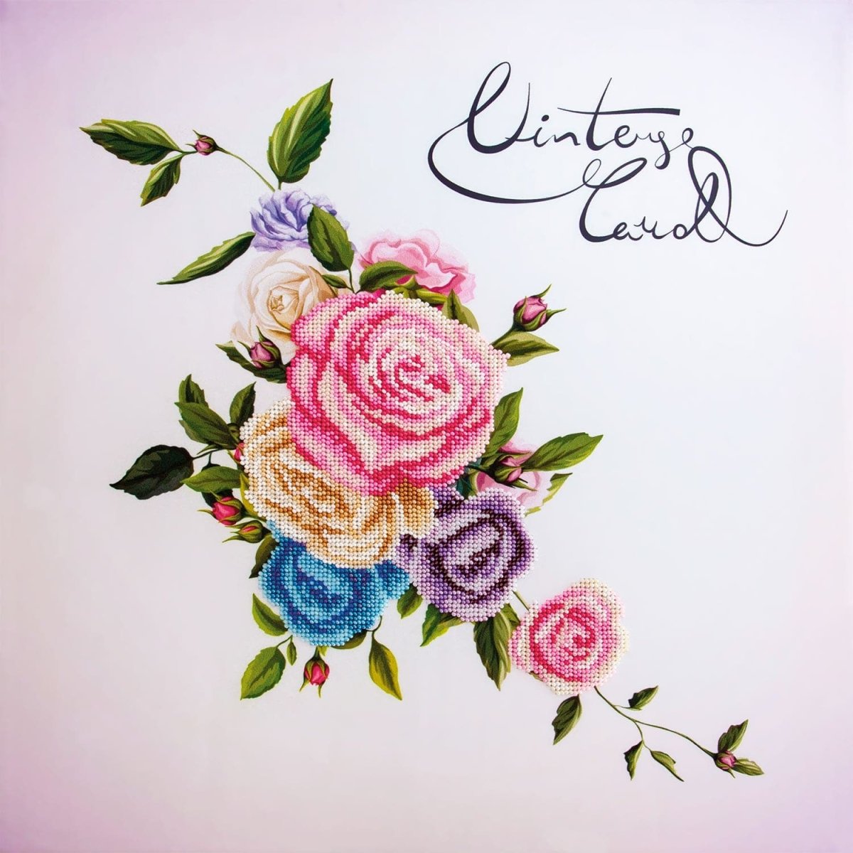 רקמת חרוזים - כרטיס וינטג'