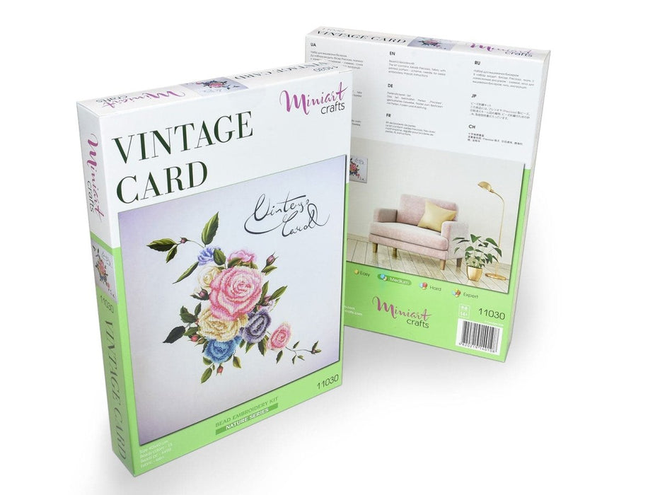 רקמת חרוזים - כרטיס וינטג'