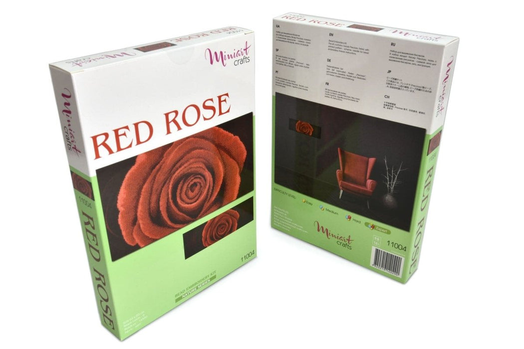 רקמת חרוזים - ורד אדום