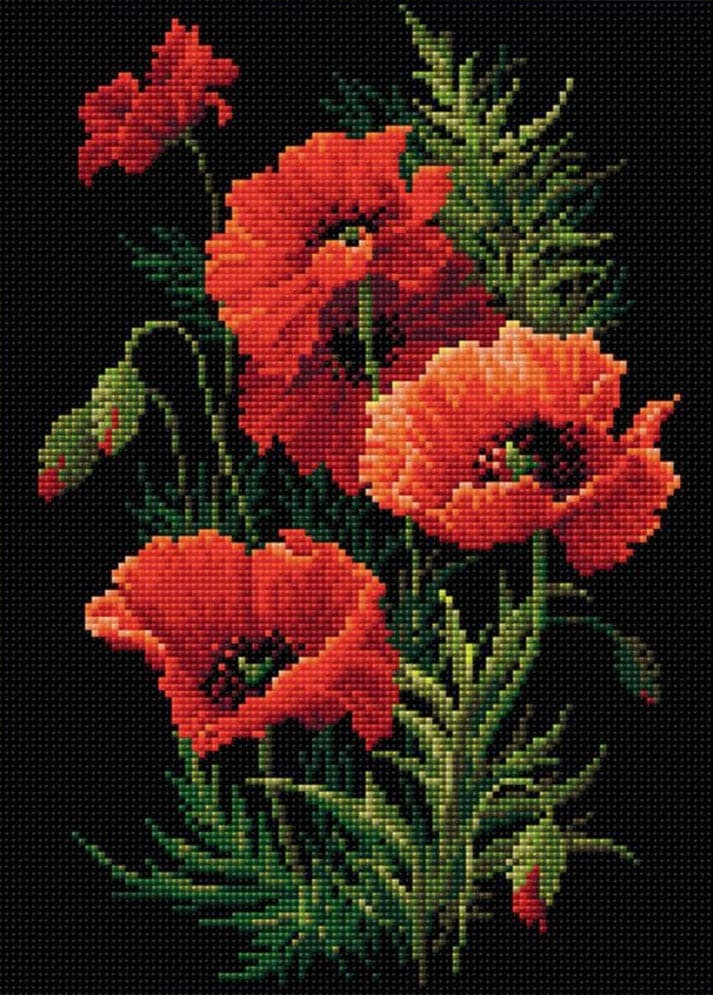 שיבוץ יהלומים - פרגים