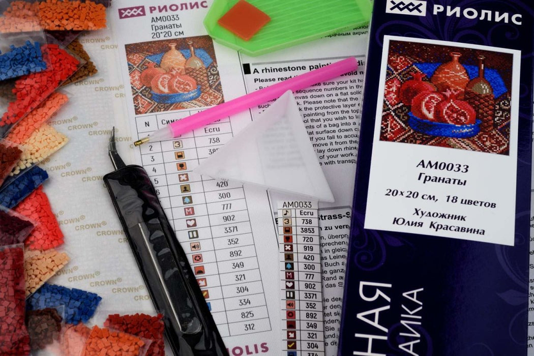 שיבוץ יהלומים - רימונים