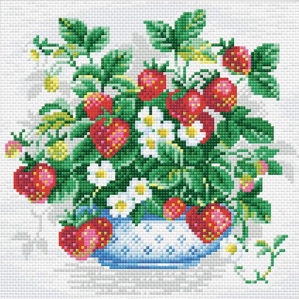 שיבוץ יהלומים - סל תותים