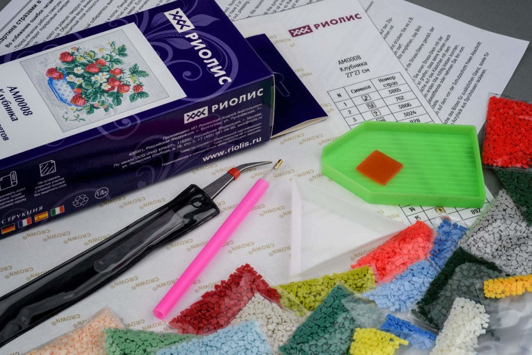 שיבוץ יהלומים - סל תותים