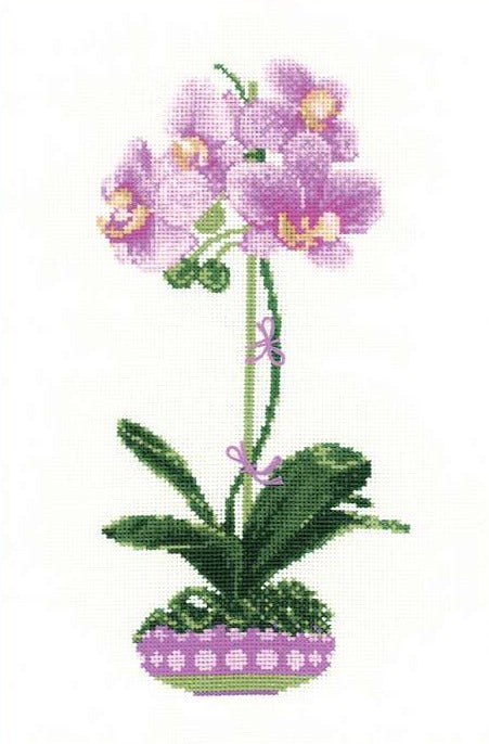 רקמה על בד גבינה - Lilac Orchid