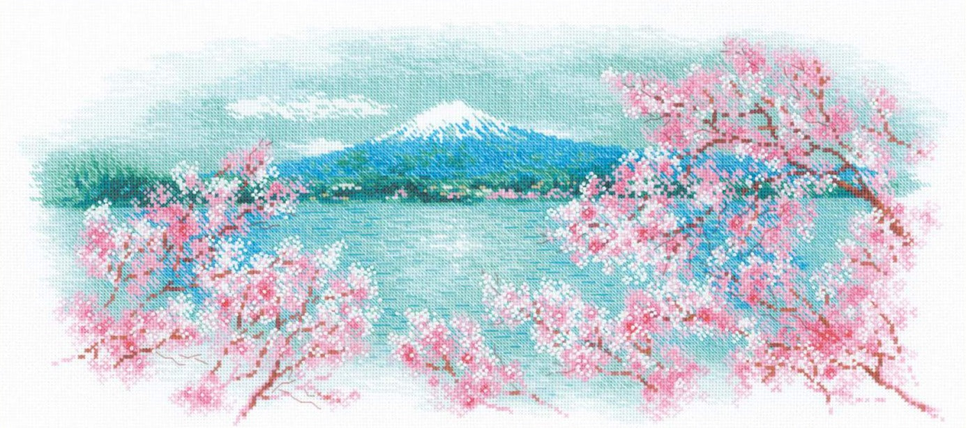רקמה על בד גבינה - Sakura. Fuji