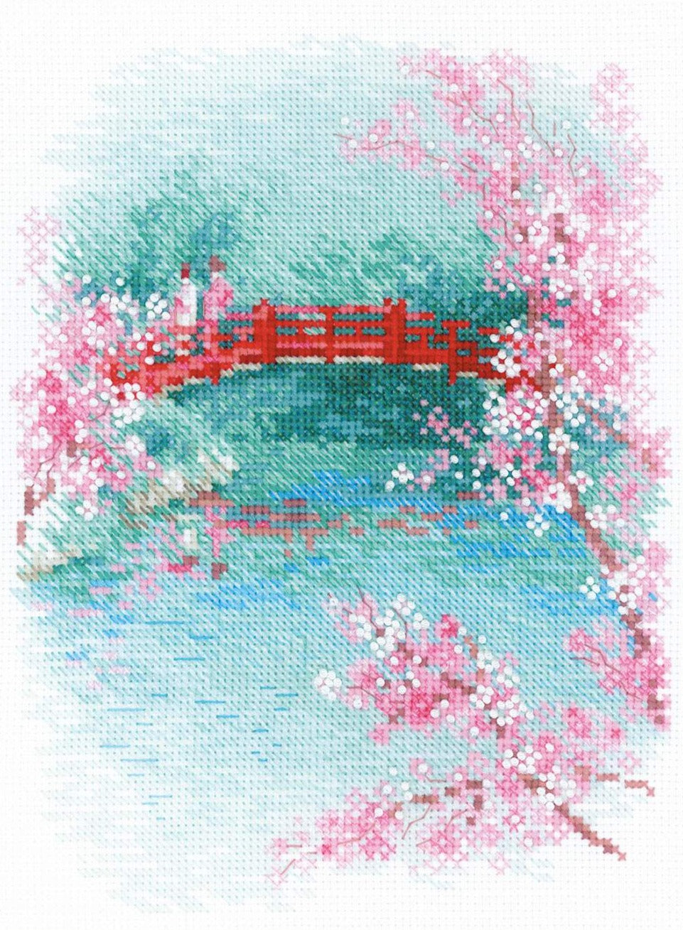 רקמה על בד גבינה - Sakura. Bridge
