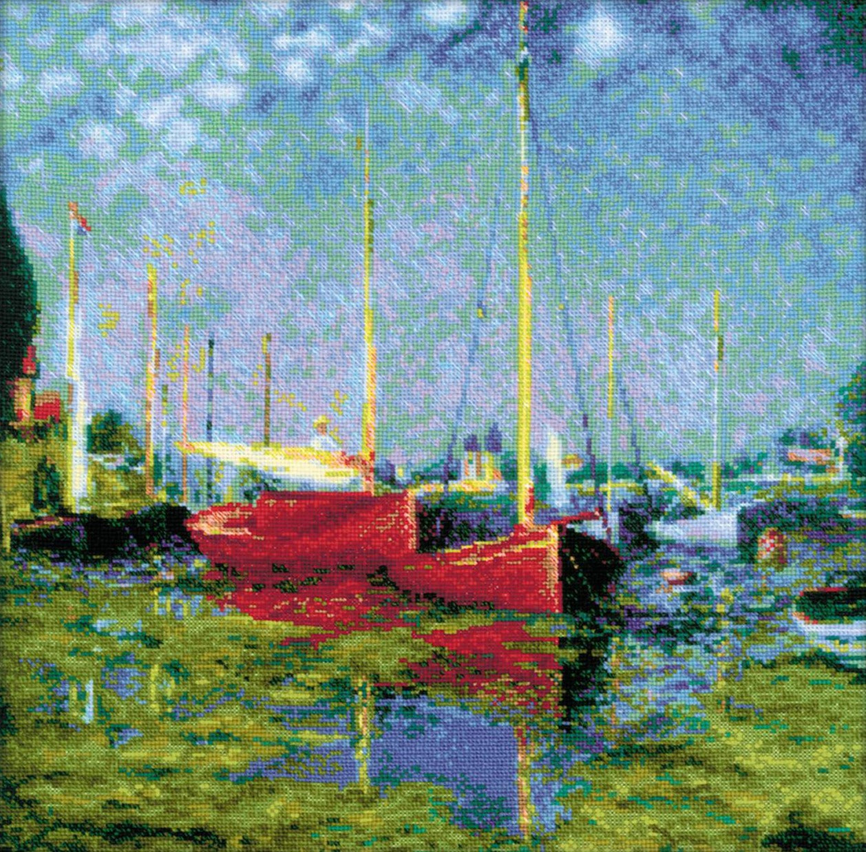 רקמה על בד גבינה - Argenteuil after C. Monet's Painting
