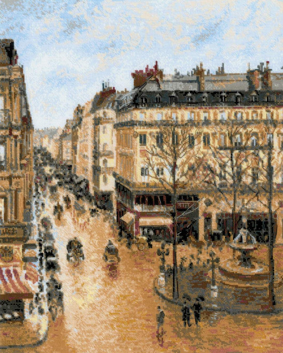 רקמה על בד גבינה - Saint-Honoré Street after C. Pissarro's Painting
