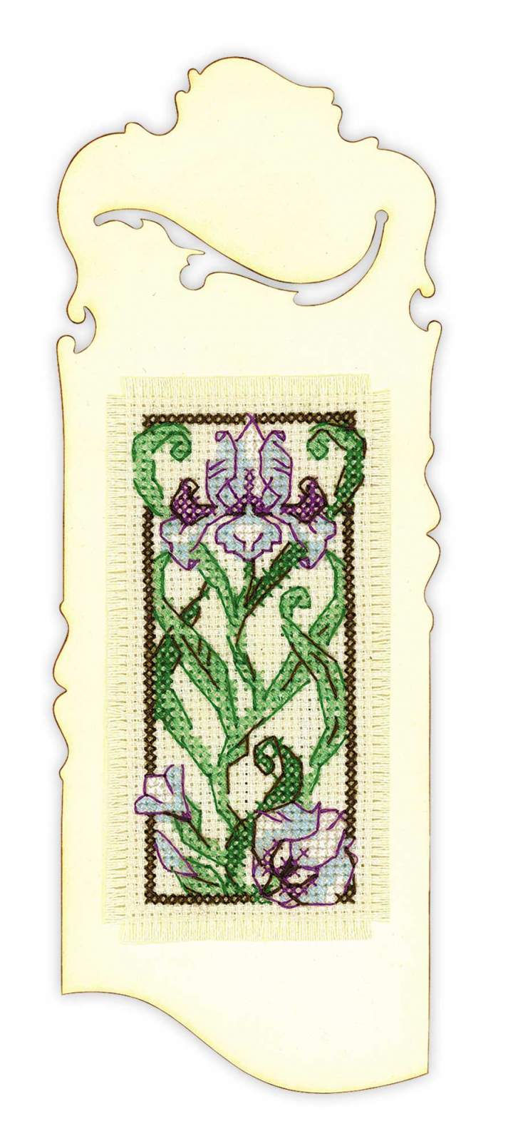 רקמה על בד גבינה - Bookmark Blooming Iris