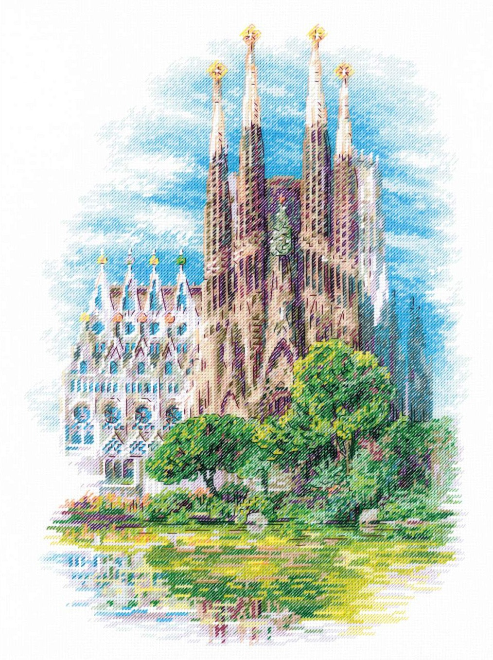 רקמה על בד גבינה - Sagrada Familia